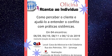 Imagem principal do evento OFICINA - ATENTO AO INDIVÍDUO