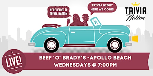Imagem principal do evento General Knowledge Trivia at Beef 'O' Brady's - Apollo Beach $100 in prizes!