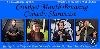 April Comedy Showcase at Crooked Mouth Brewing! primary image