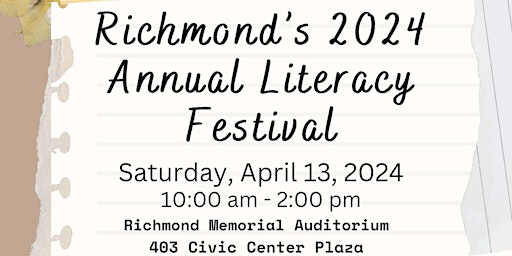 Imagen principal de City of Richmond Annual Literacy Festival 2024