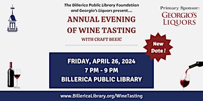 Primaire afbeelding van Annual Evening of Wine Tasting - *NEW DATE*