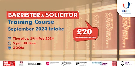 Barrister and Solicitor Training Course - September 2024 Intake primary image