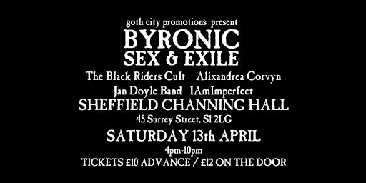 Imagem principal do evento Byronic Sex & Exile + special guests