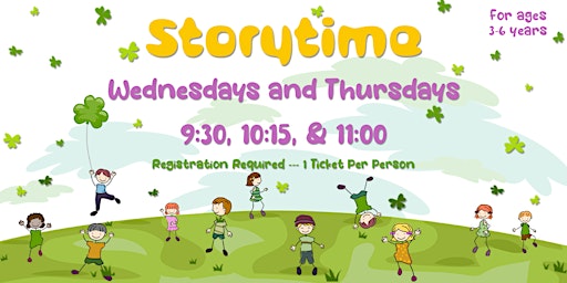 Immagine principale di Storytime-Wednesday March 27th and Thursday March 28th 