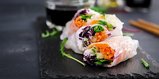 Immagine principale di Kid's Rainbow Spring Rolls with Almond Butter Sauce 