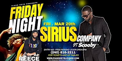 Imagem principal do evento SIRIUS COMPANY FT SCOOBY Live @ Piano Keys Lounge March 29, 2024