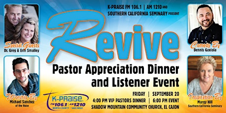 Image principale de REVIVE: Pastors Appreciation Dinner and Listener Event