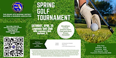 Spring Golf Tournament 2024 sponsored by the Grand 15th Masonic District primary image