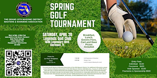 Imagem principal de Spring Golf Tournament 2024 sponsored by the Grand 15th Masonic District