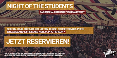 NIGHT OF THE STUDENTS, Dienstag, 23.4.2024 AB 17 UHR primary image