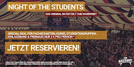 NIGHT OF THE STUDENTS, Montag, 29.4.2024 ab 17 Uhr