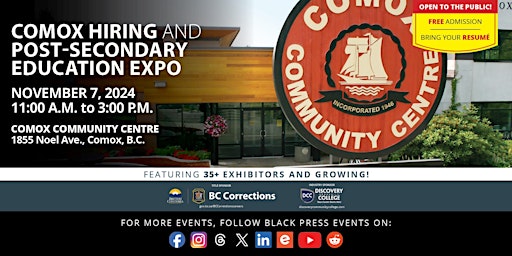FREE Comox Hiring  and Education Expo 2024