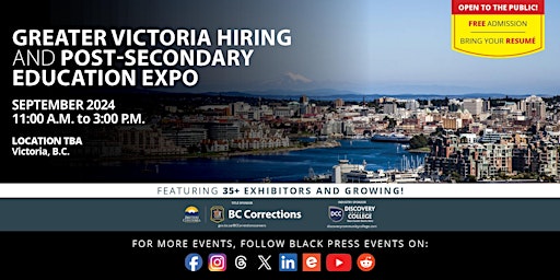 Image principale de FREE Greater Victoria Hiring  and Education Expo 2024