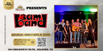 Image principale de Gladewater native 3 AM Band performs LIVE at The Back Porch!