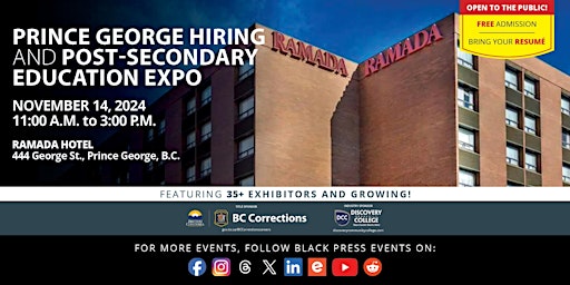 Image principale de FREE Prince George Hiring  and Education Expo 2024