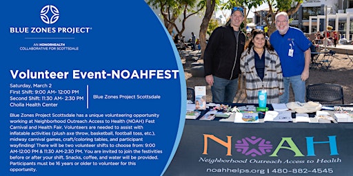 Blue Zones Project Scottsdale Volunteering-NOAH Fest! primary image