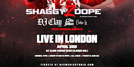 Imagen principal de Shaggy 2 Dope live in London April 3 at Club Fuego