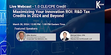 LIVE Webinar - ROI: R&D Tax Credits