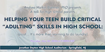 Imagem principal do evento HELPING YOUR TEEN BUILD CRITICAL "ADULTING" SKILLS IN HIGH SCHOOL