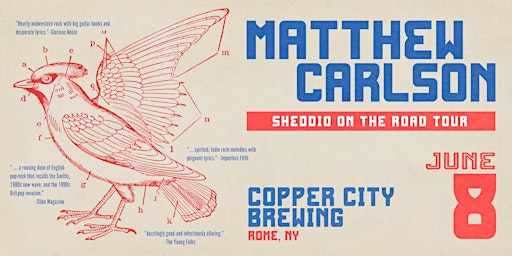 Image principale de Matthew Carlson - Sheddio On The Road Tour - Copper City Brewing