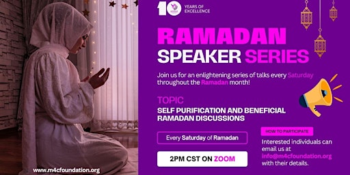 Ramadan Speaker Series: Self-purification and beneficial Ramadan discussion primary image