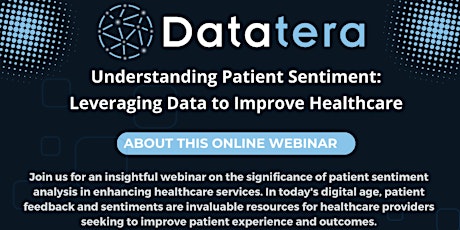 Imagem principal do evento Understanding Patient Sentiment: Leveraging Data to Improve Healthcare