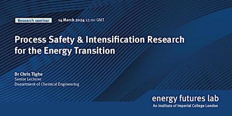 Imagem principal do evento Process Safety & Intensification Research for the Energy Transition