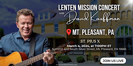 St. Pius X Church: Lenten Mission Concert - David Kauffman primary image