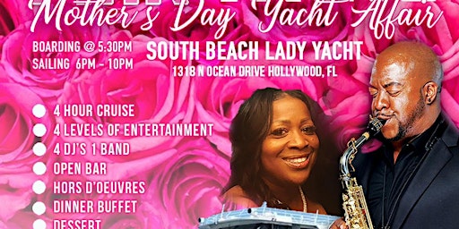 Immagine principale di Hollywood Florida Smooth Jazz Pink & White Mother's Day 4 Hour Yacht Affair 