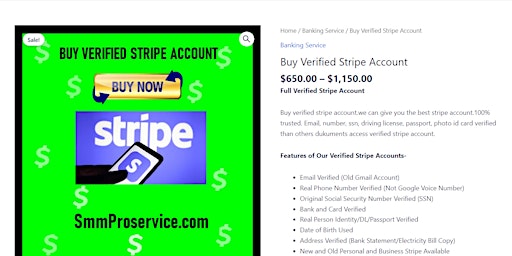 Primaire afbeelding van Worldwide Best Places To Buy Verified Stripe Account