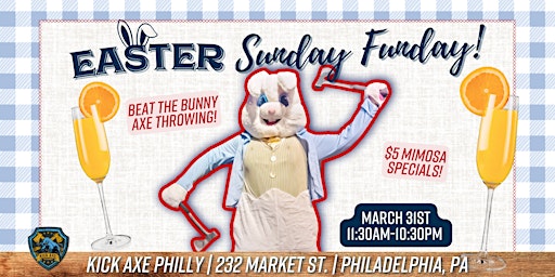 Primaire afbeelding van 'Beat the Bunny @ Axe Throwing' Sunday Funday @ Kick Axe Philly!