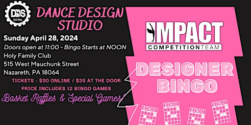 Imagem principal do evento DDS IMPACT Designer Bingo Fundraiser 2024