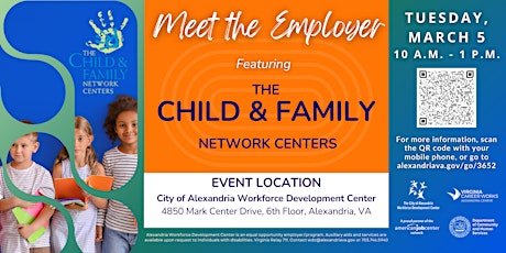 Imagem principal do evento Meet the Employer Event: The Child & Family Network Centers