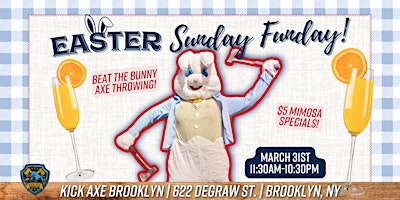 Imagen principal de 'Beat the Bunny @ Axe Throwing' Sunday Funday @ Kick Axe Brooklyn!