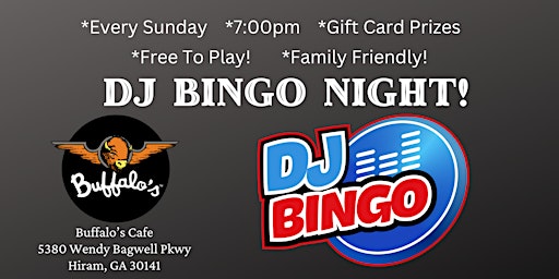 DJ Bingo at Buffalo's Cafe in Hiram- Every Sunday @ 7pm  primärbild