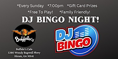 DJ Bingo at Buffalo's Cafe in Hiram- Every Sunday @ 7pm primary image