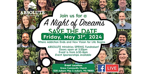 Image principale de A Night of Dreams! ABSOLUTE Ministries Spring Fundraiser