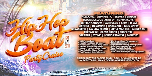 Hauptbild für April 20th: Vancouver Hip-Hop Boat Party Cruise 2024
