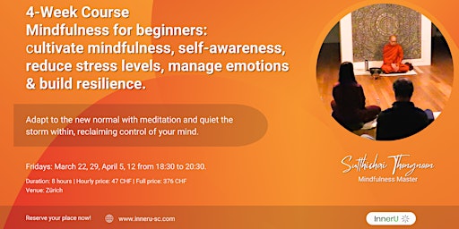 Primaire afbeelding van 4-Week Course: Mindfulness for Beginners - Reduce Stress & Manage Emotions