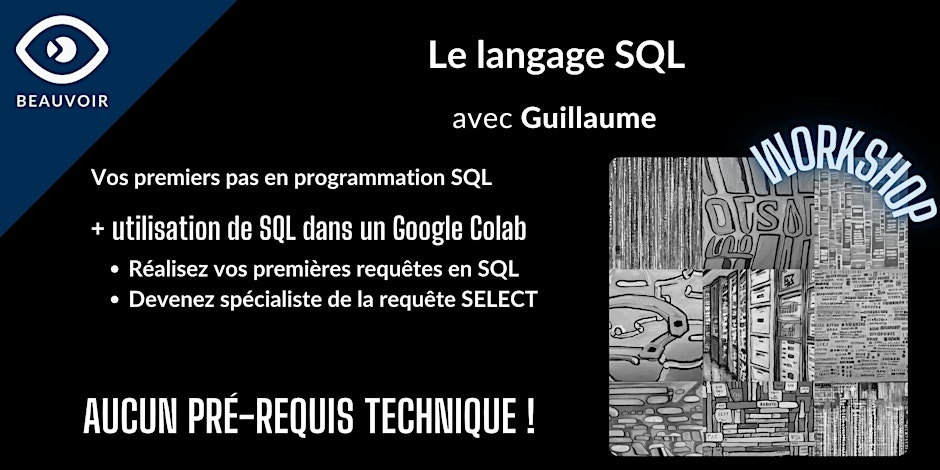 workshop, SQL, Beauvoir, programmation, formation, data, gratuit