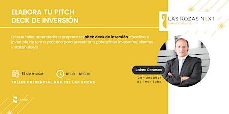 Imagen principal de TALLER EMPRENDE:Elabora tu pitch deck de inversión