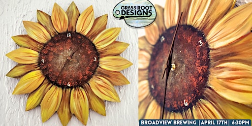 Primaire afbeelding van Sunflower Clock Paint + Sip | Broadview Brewing Co