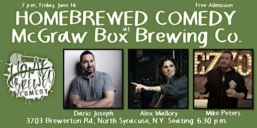 Imagem principal do evento Homebrewed Comedy at McGraw Box Brewing Co. (North Syracuse)