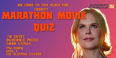 Primaire afbeelding van Oli's Marathon Movie Quiz for Alzheimer's Research UK