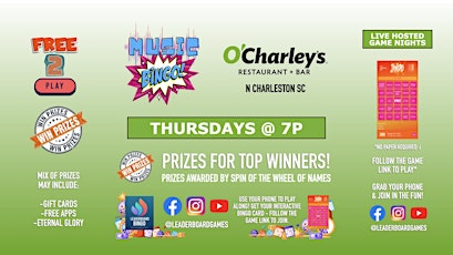 Music BINGO  | O'Charley's - N Charleston SC - THUR 7p - @LeaderboardGames