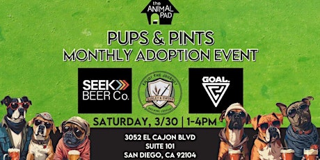 Pups & Pints – Monthly Adoption Event