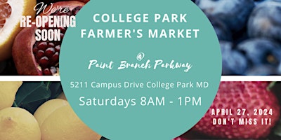 Immagine principale di College Park Farmer's Market Reopens on Saturday, April 27 @ 8 AM! 