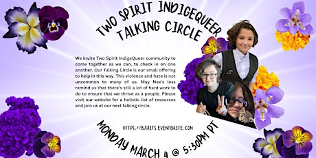 Two Spirit  IndigeQueer Talking Circle (Online) primary image