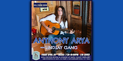 Primaire afbeelding van Anthony Arya (NBC's The Voice) with Lindsay Gang - Napa Valley Distillery