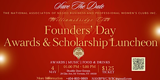 Hauptbild für The Williamsbridge Club Founders' Day Awards and Scholarship  Luncheon